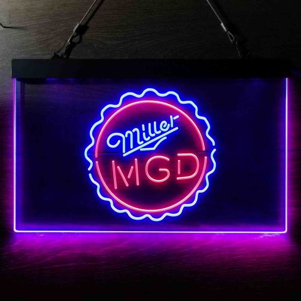 Miller MGD Bottlecap Dual LED Neon Light Sign